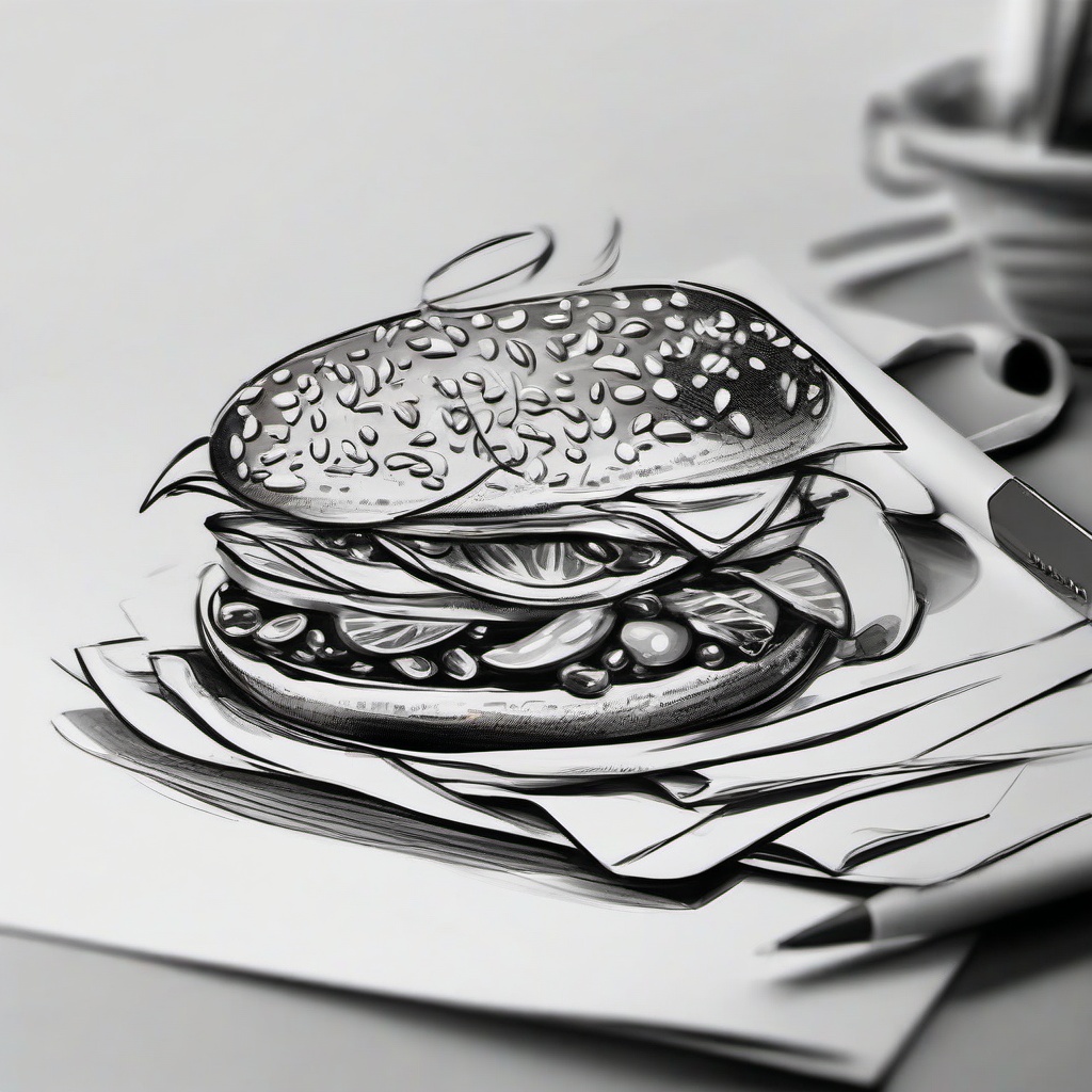 sketch of food  minimal rough sketch scribbles,doodles,black and white