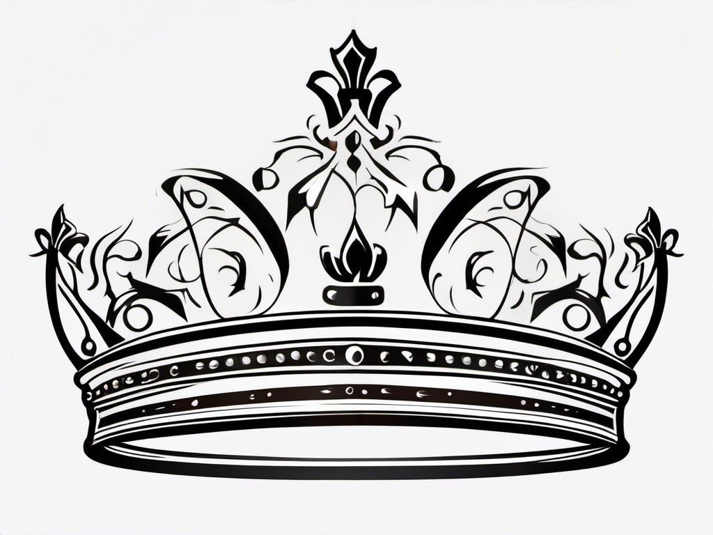 Crown Tattoo - A majestic crown tattoo on royalty  few color tattoo design, simple line art, design clean white background