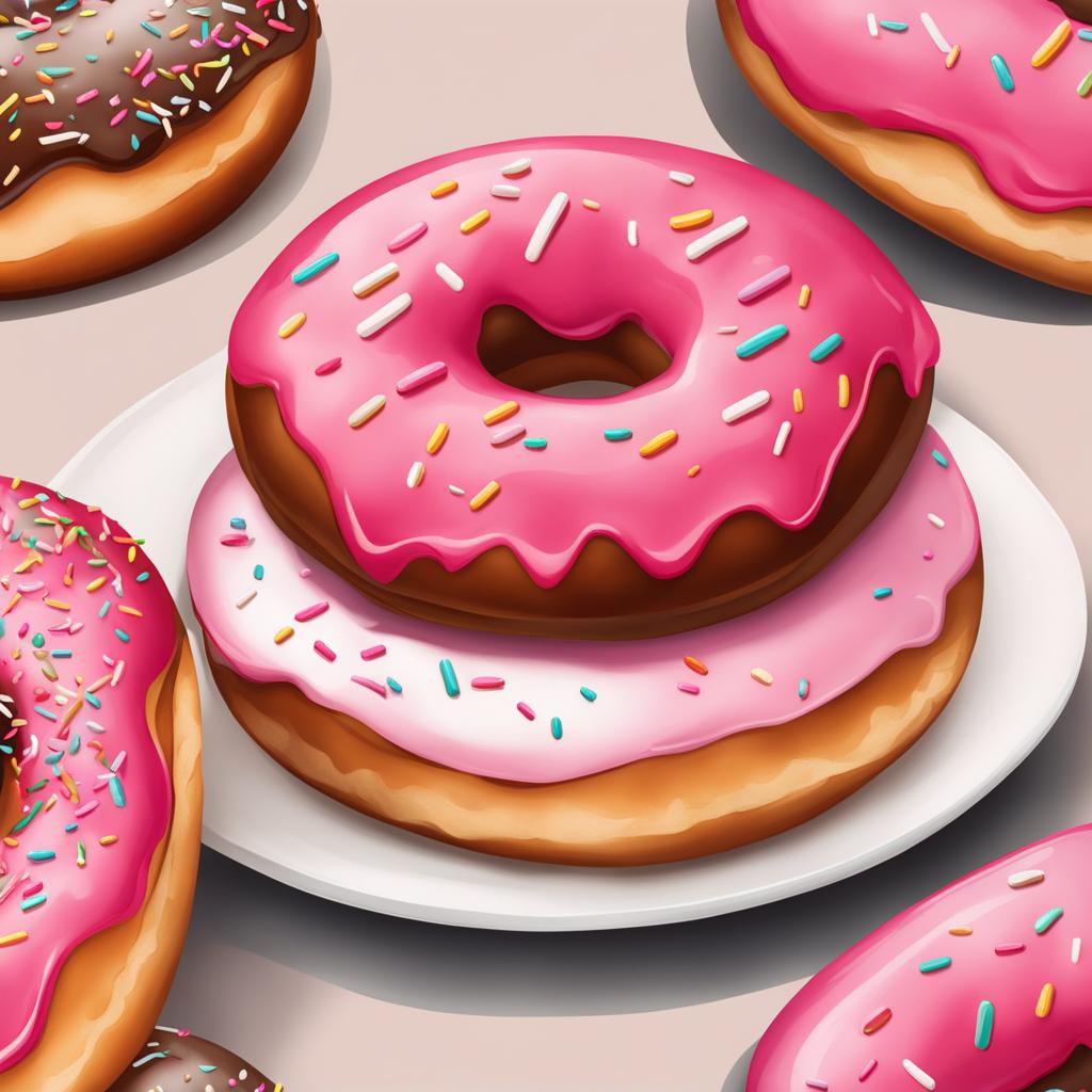 donut clipart - a delectable donut, frosted with sweet indulgence, sitting on a cozy cafe table 