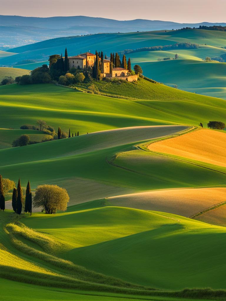 hidden treasures of val d'orcia - paint the hidden treasures of val d'orcia in tuscany, with its iconic rolling hills and picturesque villages. 