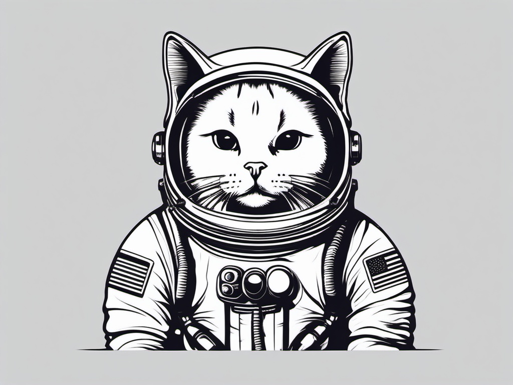 Cat in a spacesuit, ready for a spacewalk  minimalist design, white background, t shirt vector art