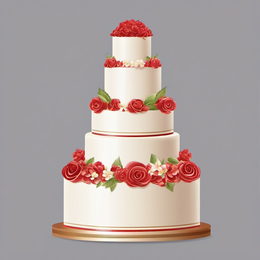 Wedding Cake clipart - Multi-tiered wedding cake with decorations, ,vector color clipart,minimal