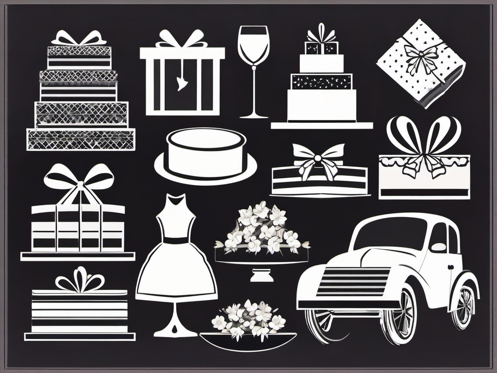 Wedding Gifts clipart - Wedding gifts for the couple, ,vector color clipart,minimal