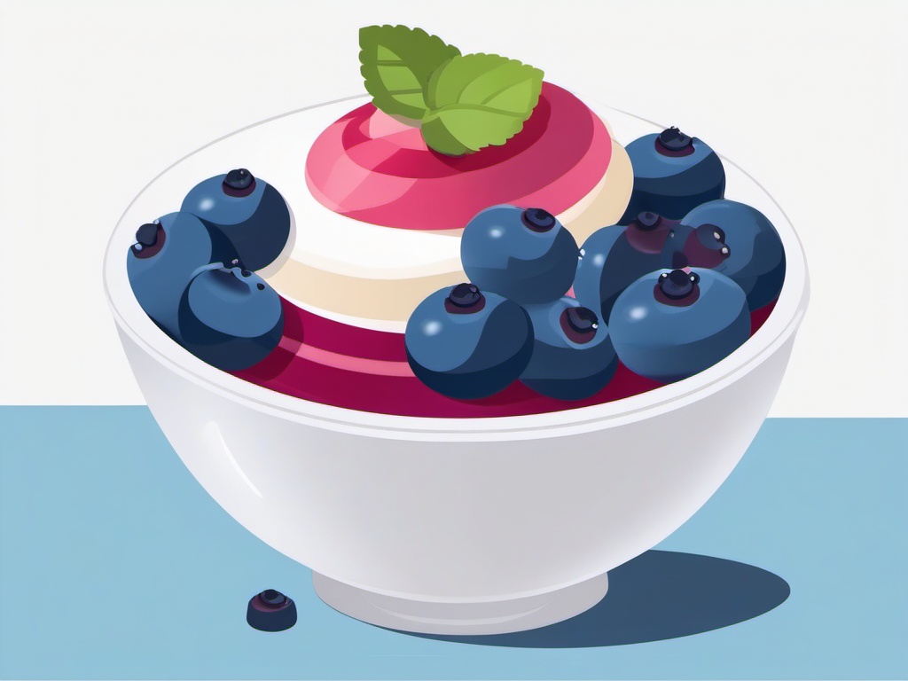 Blueberry Parfait Bowl Clipart - A bowl of blueberry parfait with layers.  color vector clipart, minimal style