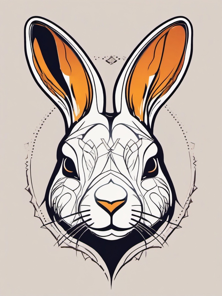 rabbit zodiac sign tattoo  minimalist color tattoo, vector