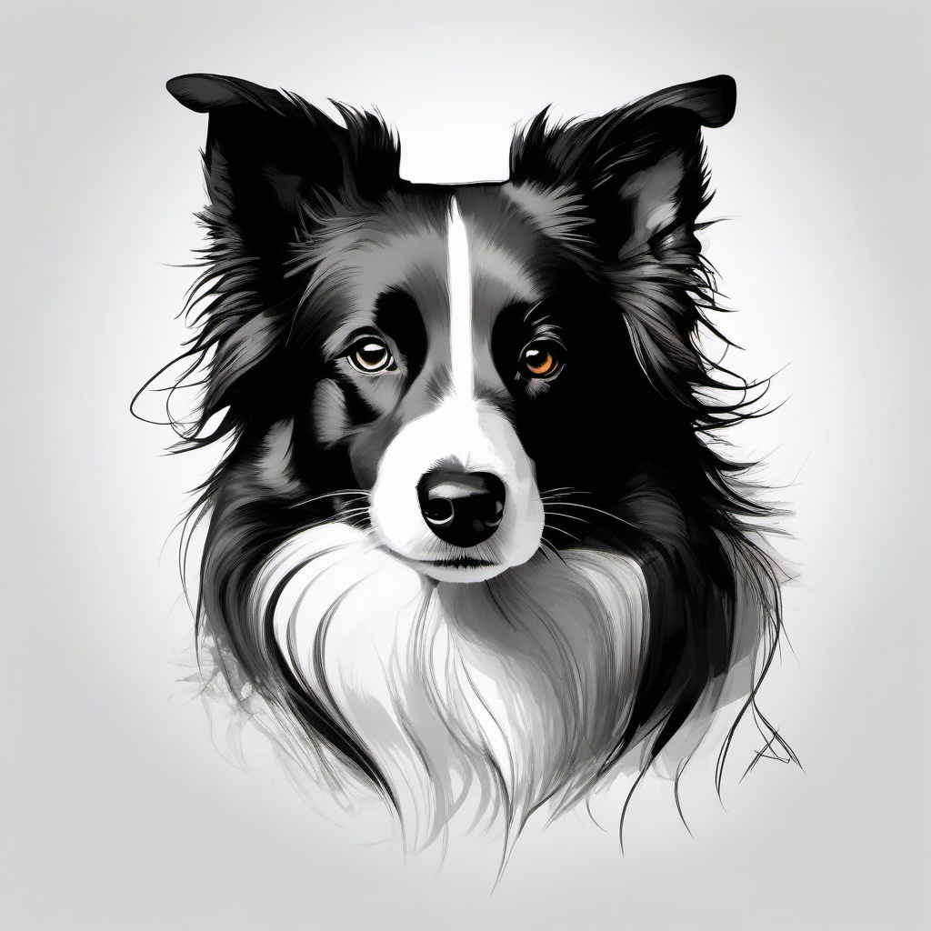 drawing of a Border Collie dog  minimal rough sketch scribbles,doodles,black and white