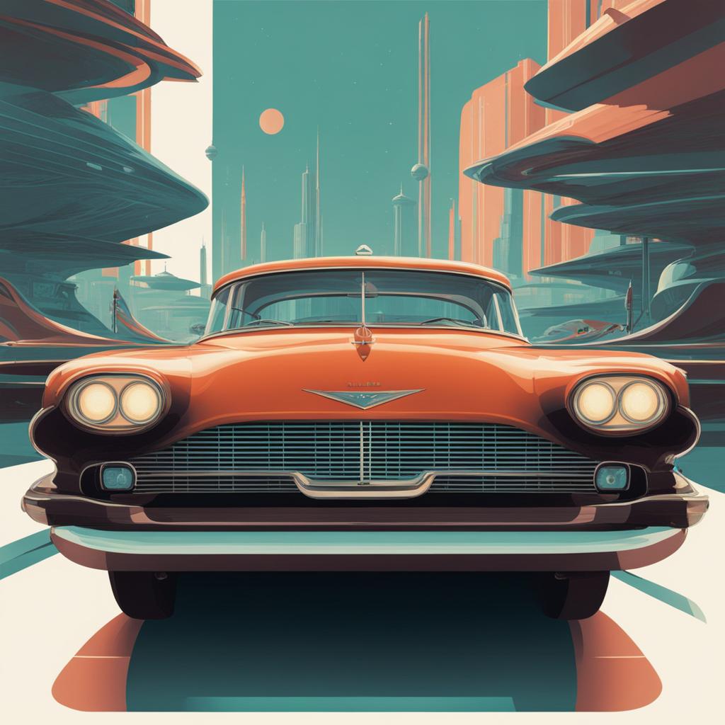 retro sci-fi - illustrate a retro-futuristic sci-fi world inspired by the 1950s and 1960s. 