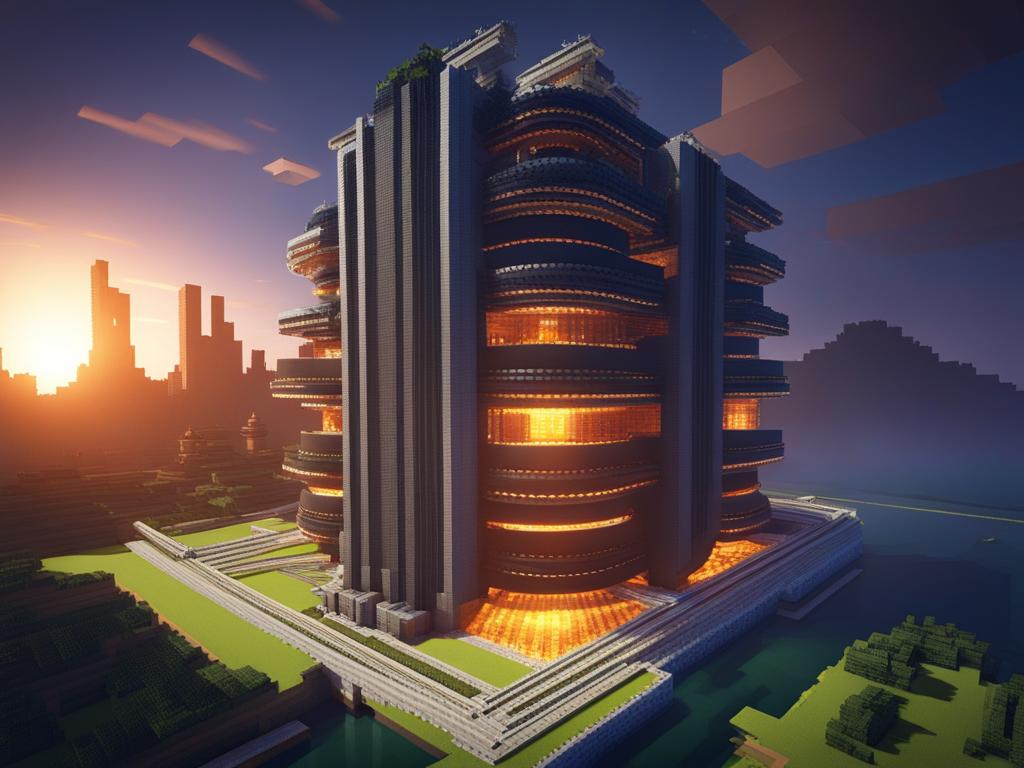 gigantic fusion reactor powering a city with clean energy - minecraft house design ideas minecraft block style