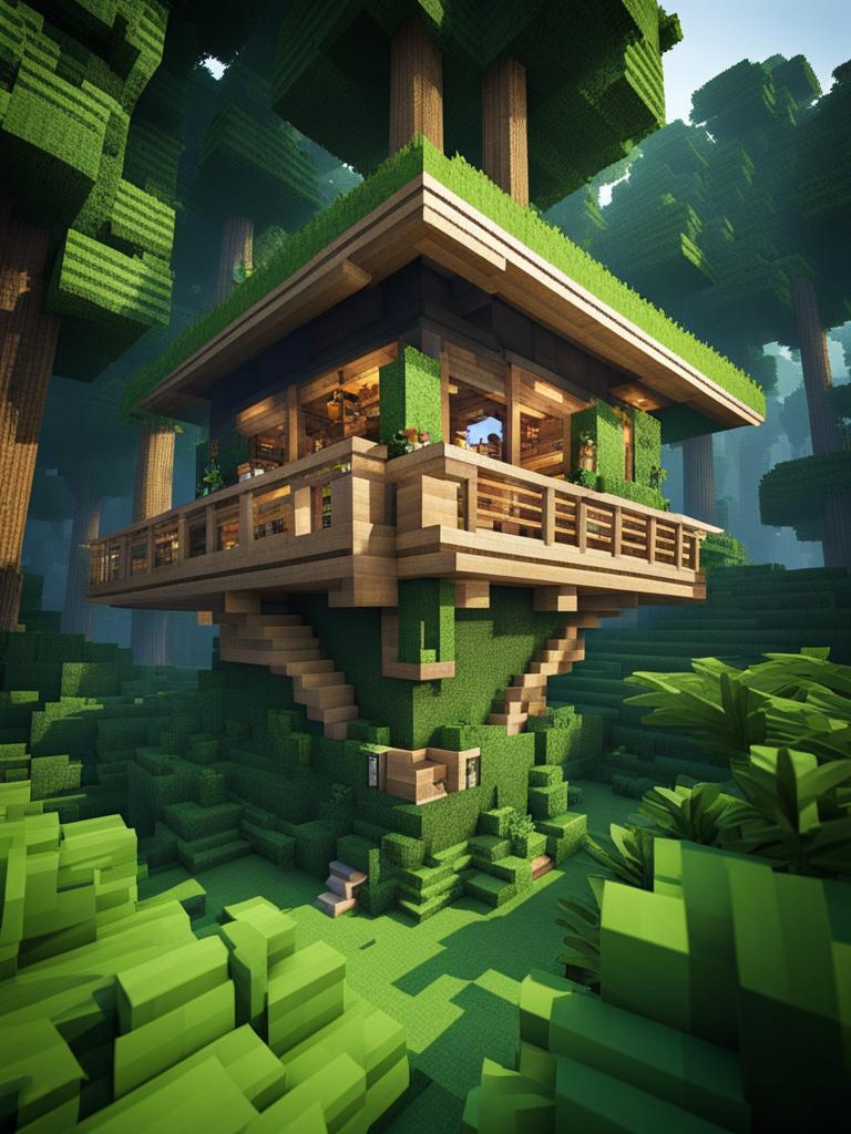 hidden jungle treehouse surrounded by lush foliage - minecraft house design ideas minecraft block style