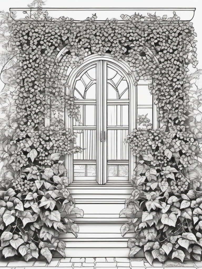 Plant Coloring Pages - Ivy vines climbing up a garden trellis  simple coloring pages