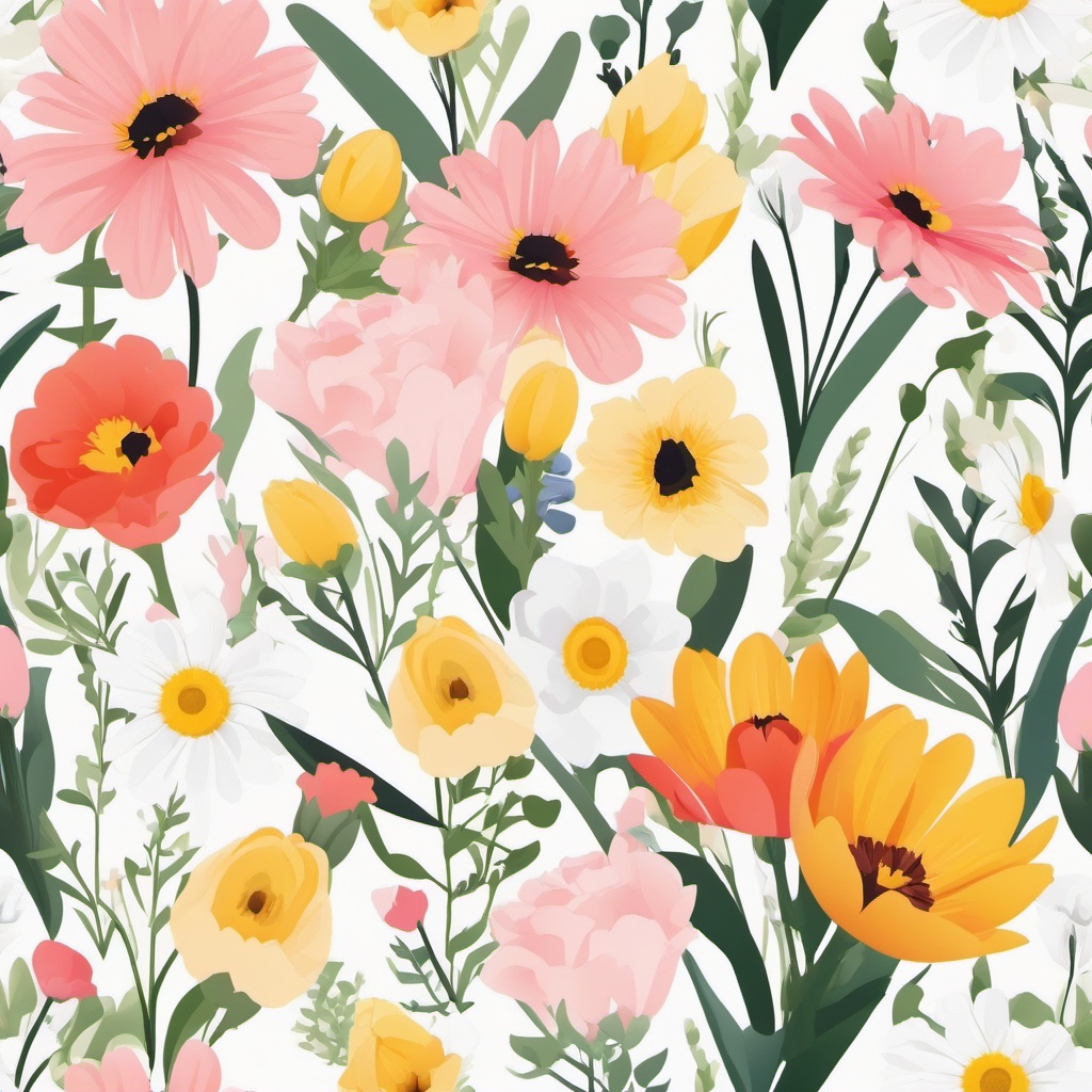 Springtime Bouquet clipart - A bouquet of fresh spring flowers, ,vector color clipart,minimal