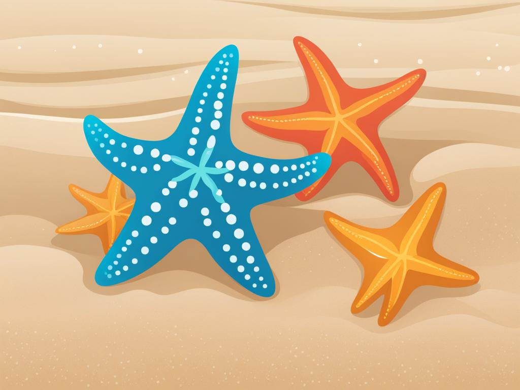 starfish clipart - resting on a sandy ocean floor. 