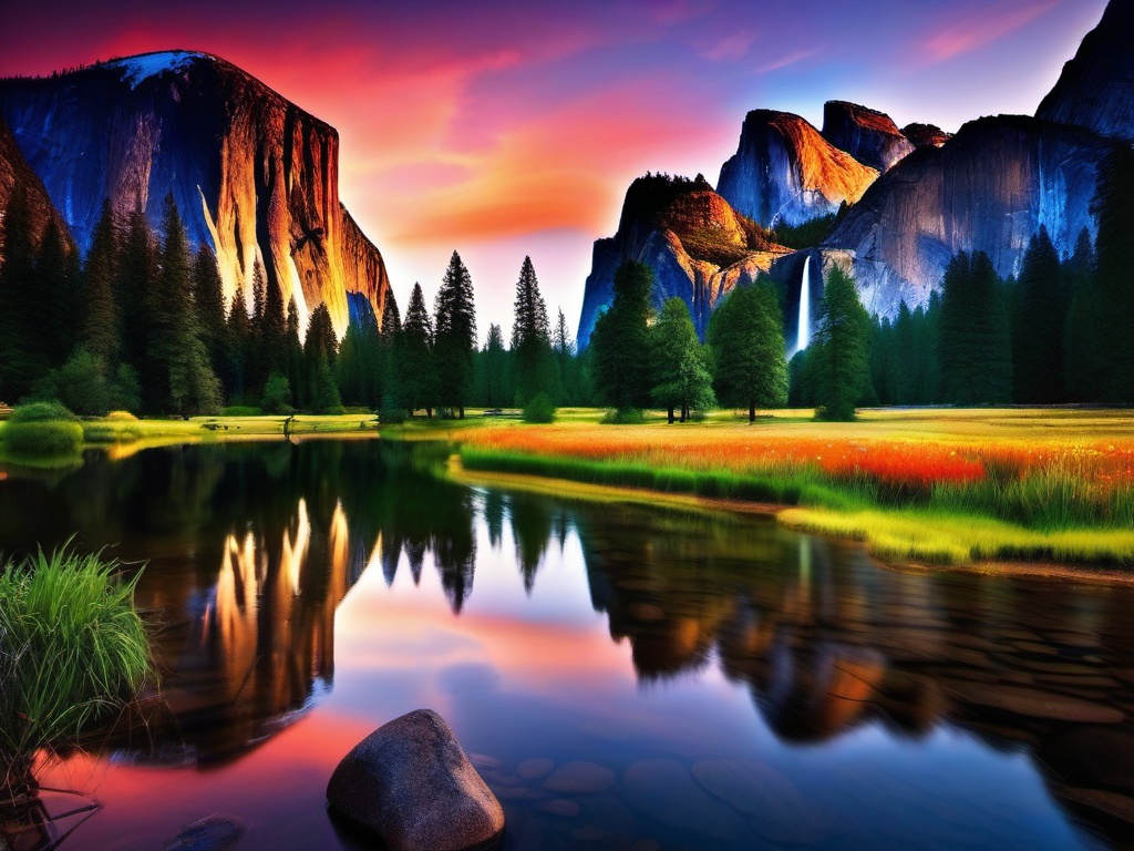 Beautiful Wallpapers - Breathtaking Landscapes at Yosemite wallpaper splash art, vibrant colors, intricate patterns