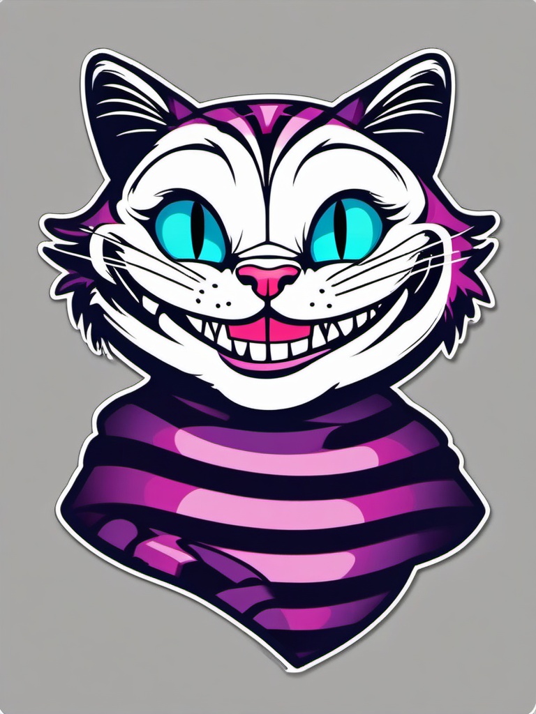 Cheshire cat disappearing sticker, Grinning , sticker vector art, minimalist design