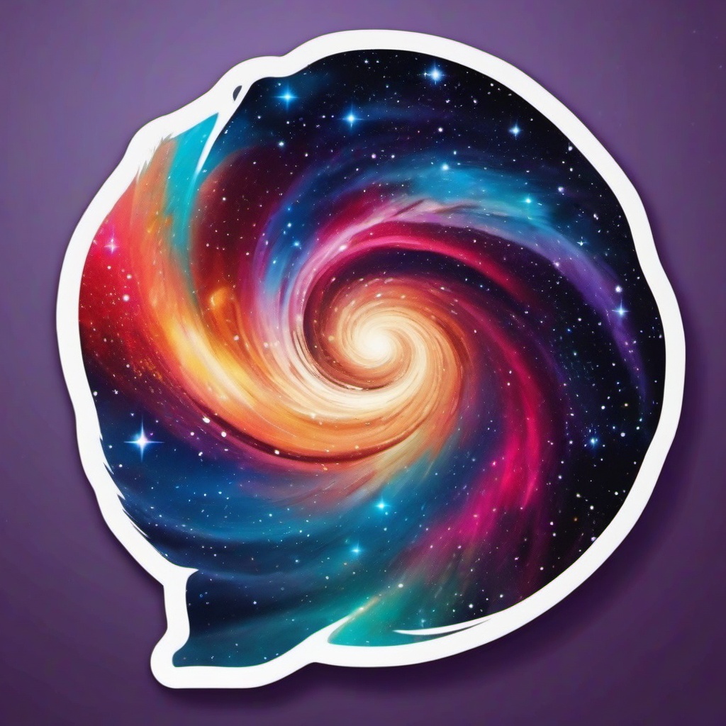 Galaxy Sticker - Spiral galaxy with vibrant colors, ,vector color sticker art,minimal