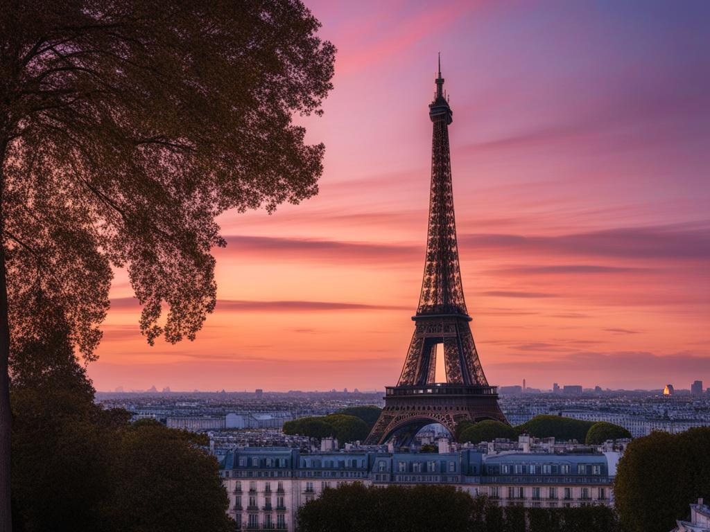 eiffel tower at twilight - illuminate the iconic eiffel tower against the twilight sky, a symbol of romance and paris. 