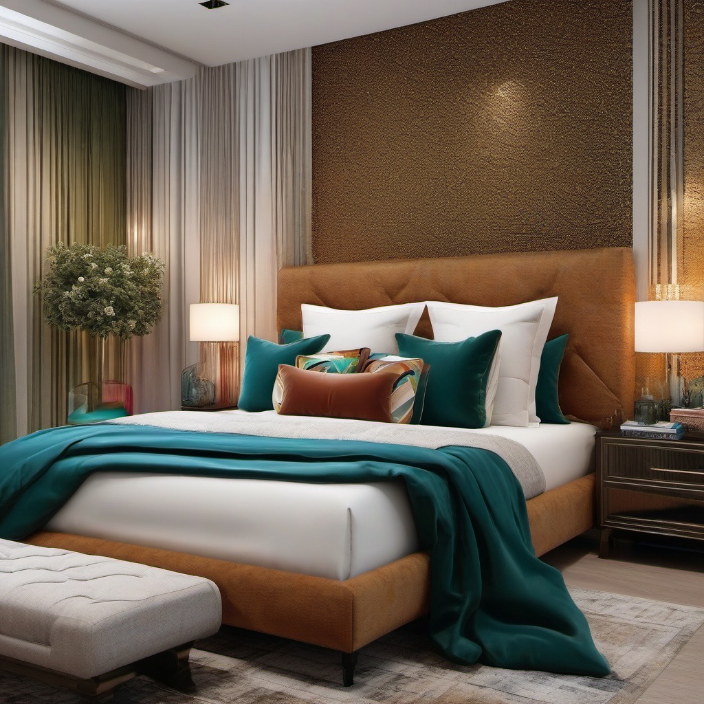 Contemporary Mediterranean Flair - Blend contemporary and Mediterranean elements in your bedroom. , bedroom interior decor design ideas, multicoloured, photo realistic, hyper detail, high resolution,