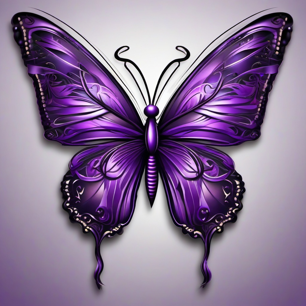 purple ribbon butterfly tattoo  