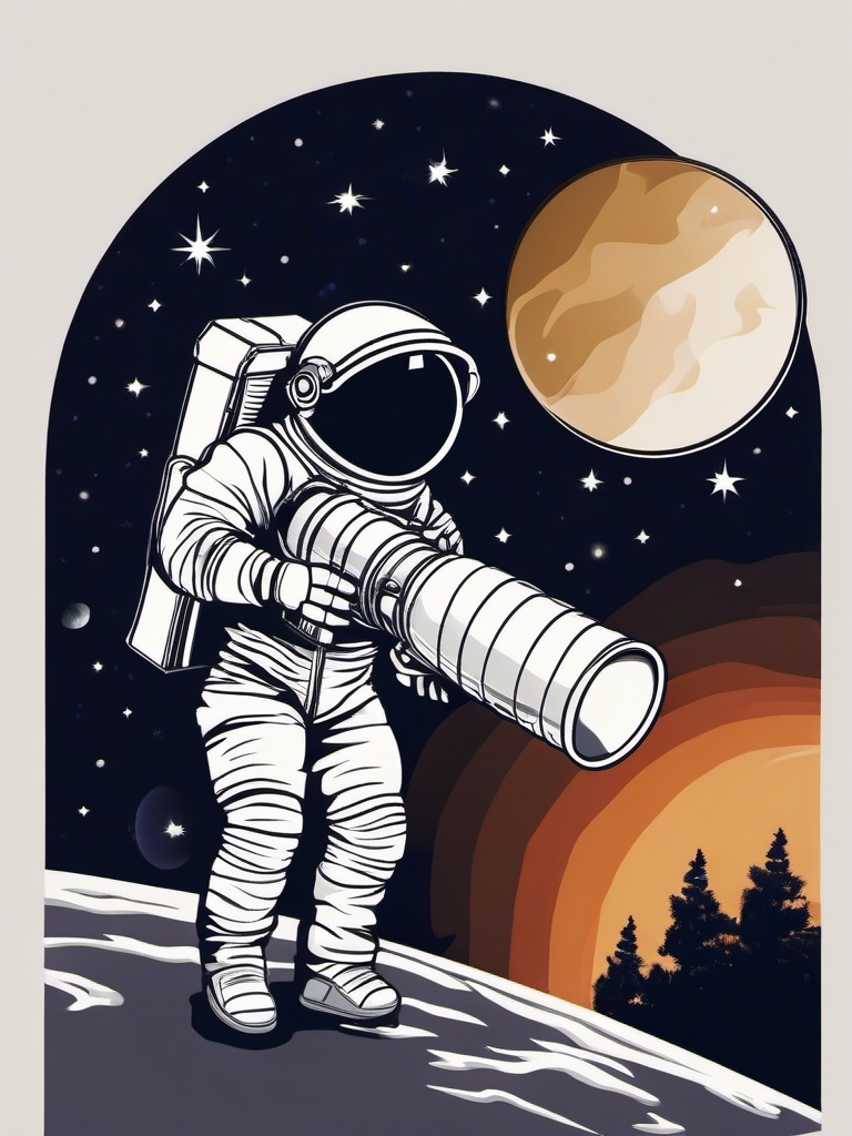 Astronaut clipart - astronaut with a telescope  clipart