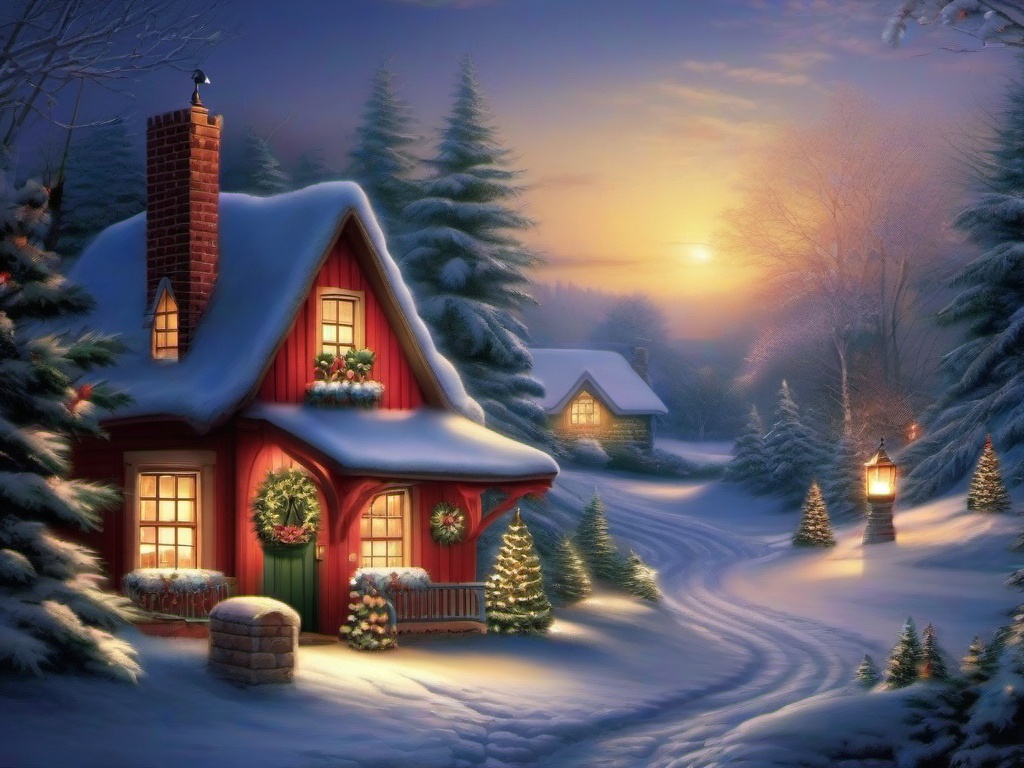 Christmas Cottage Wallpaper  