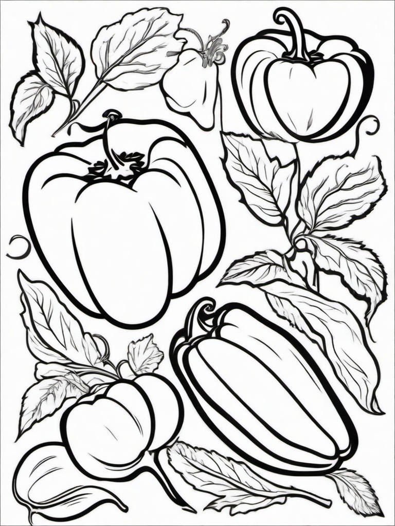 Vegetable Coloring Pages - Bell peppers in various colors  simple coloring pages