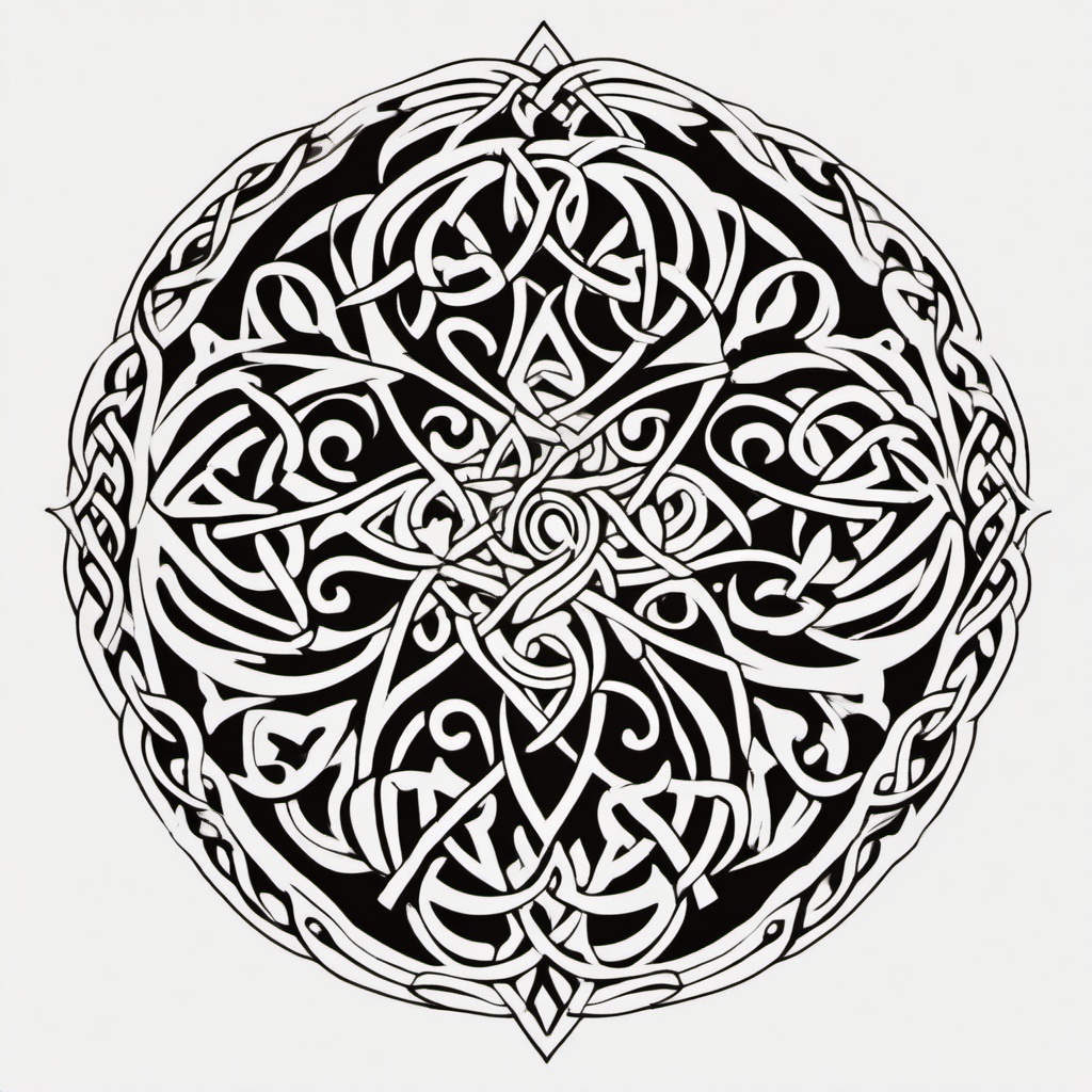 celtic tribal design  simple color tattoo,minimal,white background