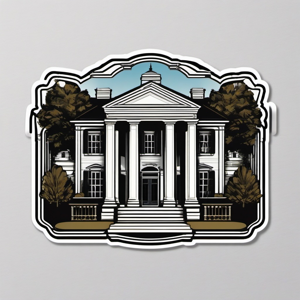 Colonial Revival Sticker - Embrace the colonial elegance with the refined and colonial revival sticker, , sticker vector art, minimalist design