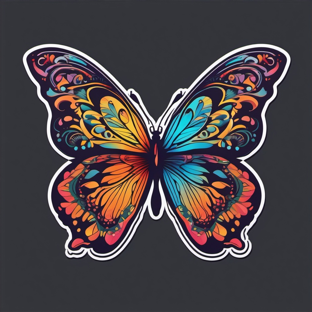 Butterfly Sticker - A colorful butterfly with intricate wing patterns. ,vector color sticker art,minimal