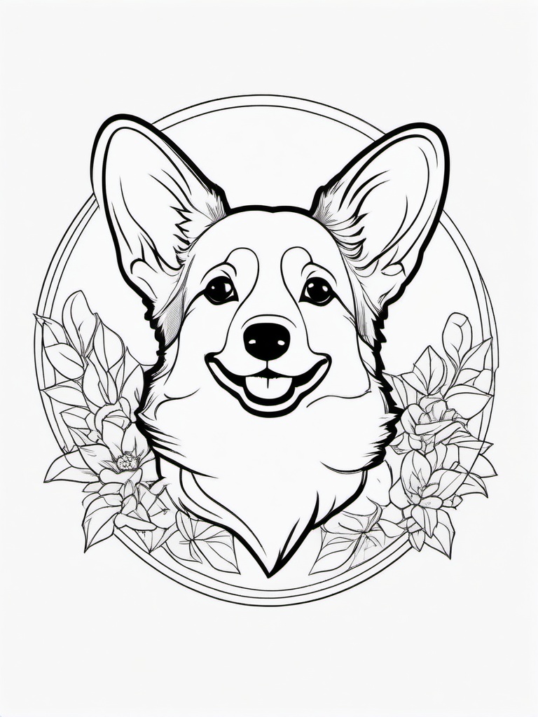 Corgi Coloring Pages - Adorable Corgi with Playful Personality  minimal black outline printable sheet, coloring page