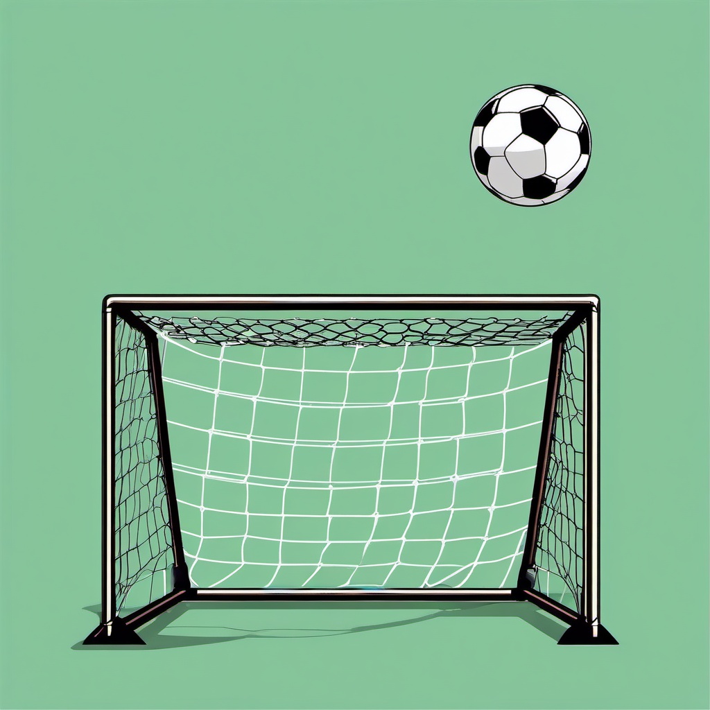 Soccer clipart - goal post with soccer ball flying toward it  color,minimalist,vector clipart