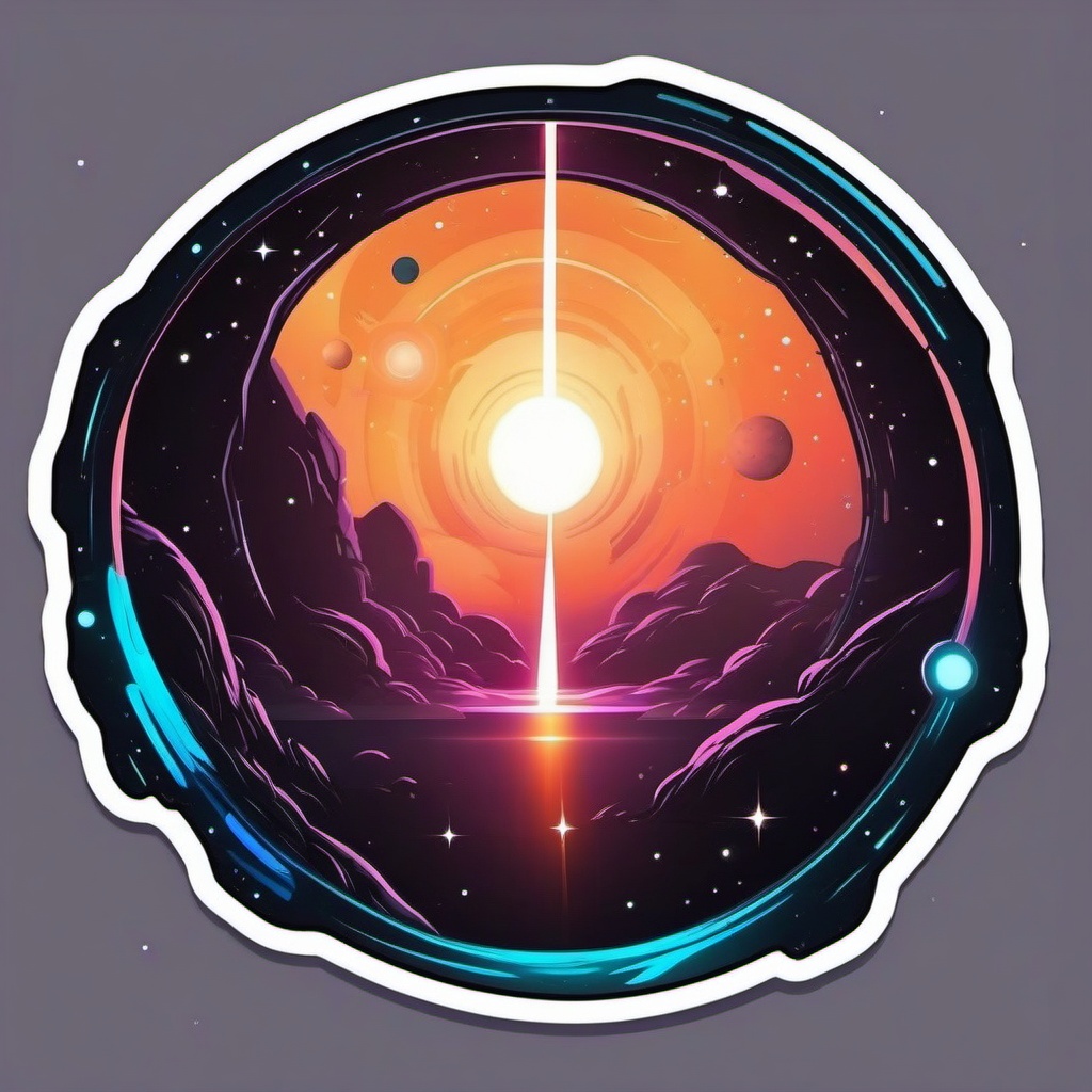 Space Portal Sticker - Glowing portal opening in outer space, ,vector color sticker art,minimal