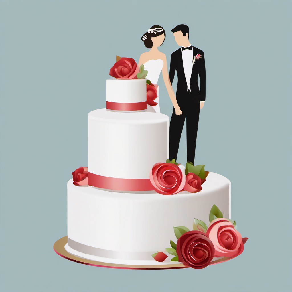 Wedding Cake Topper clipart - Cake topper with the bride and groom, ,vector color clipart,minimal