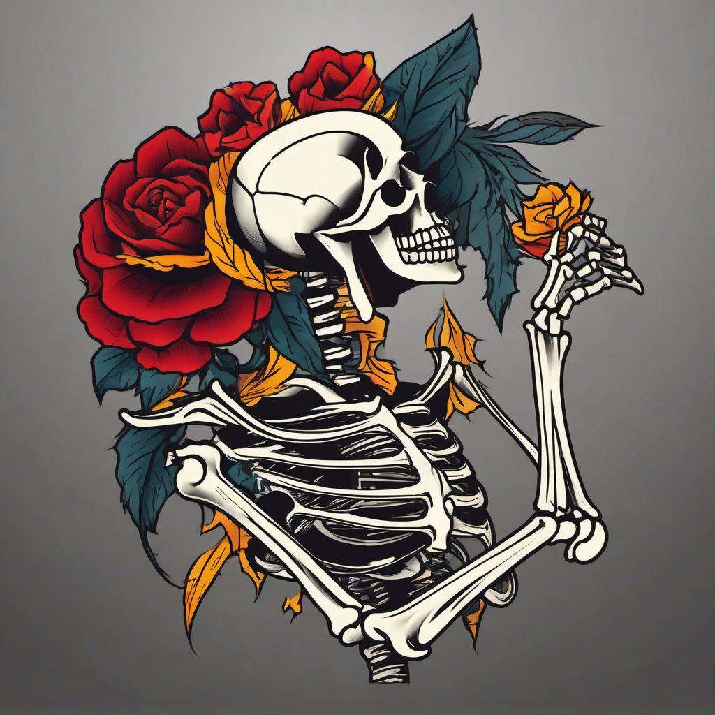 dancing skeleton tattoo simple  simple vector color tattoo