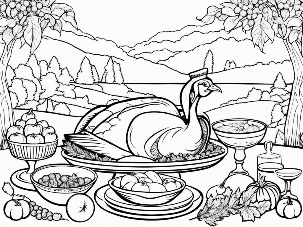 turkey coloring pages - turkeys celebrate thanksgiving with a grand feast. 