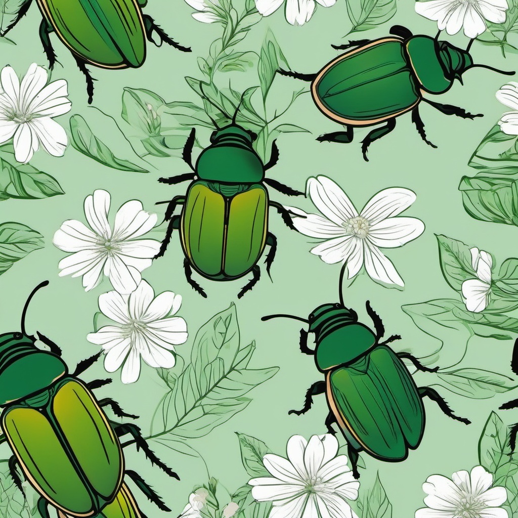 Green June Beetle Clip Art - A green June beetle in flight,  color vector clipart, minimal style