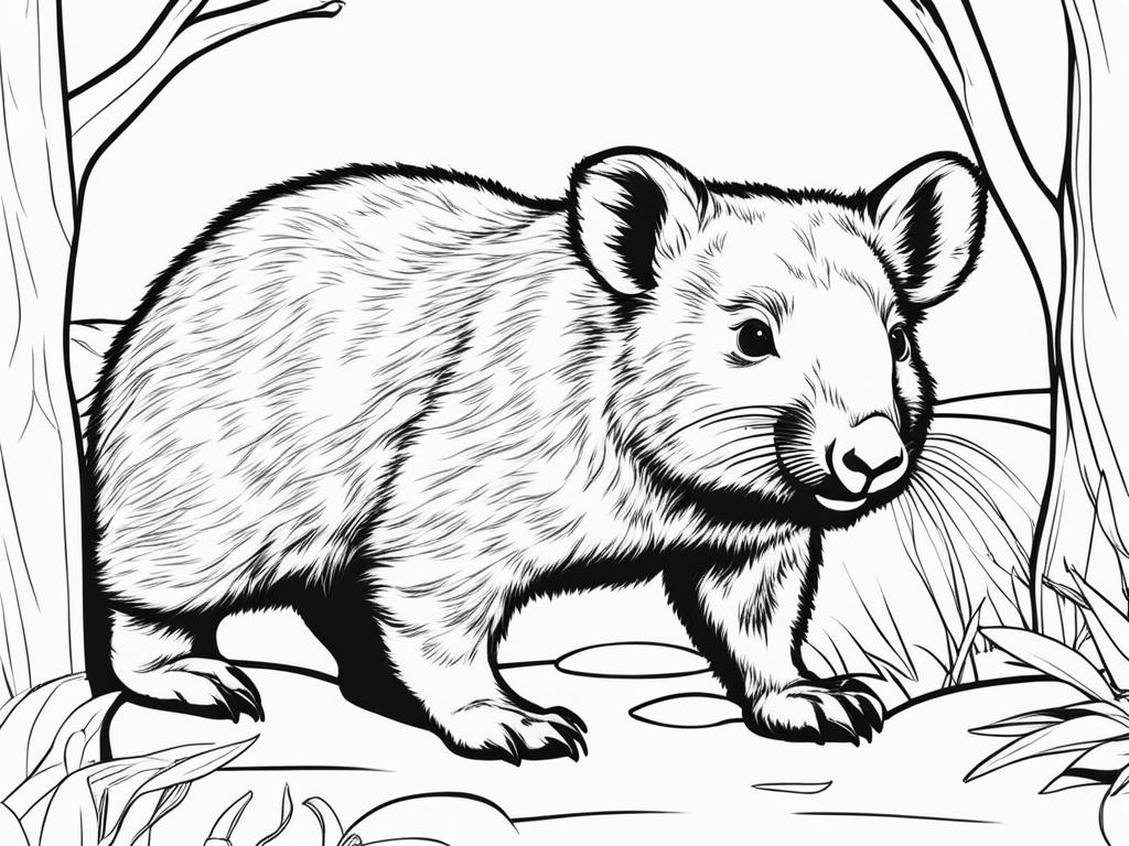 wombat joeys cute animals coloring page 