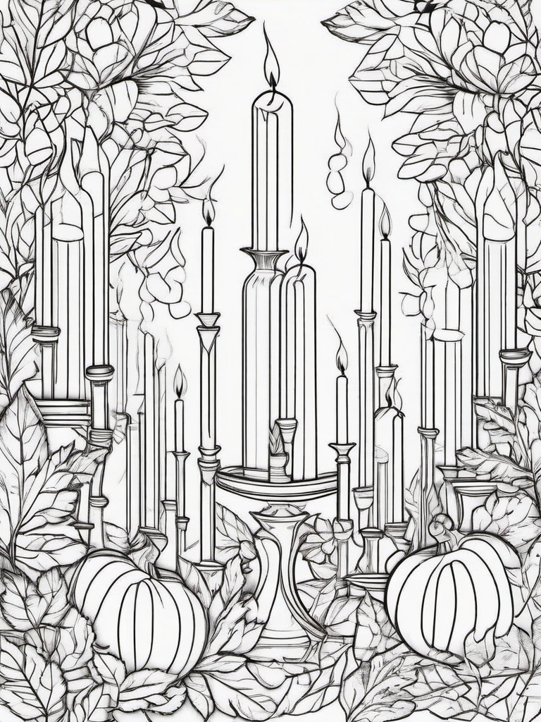 Scented Candles Coloring Pages - Autumn Fragrance Filling the Air  minimal black outline printable sheet, coloring page