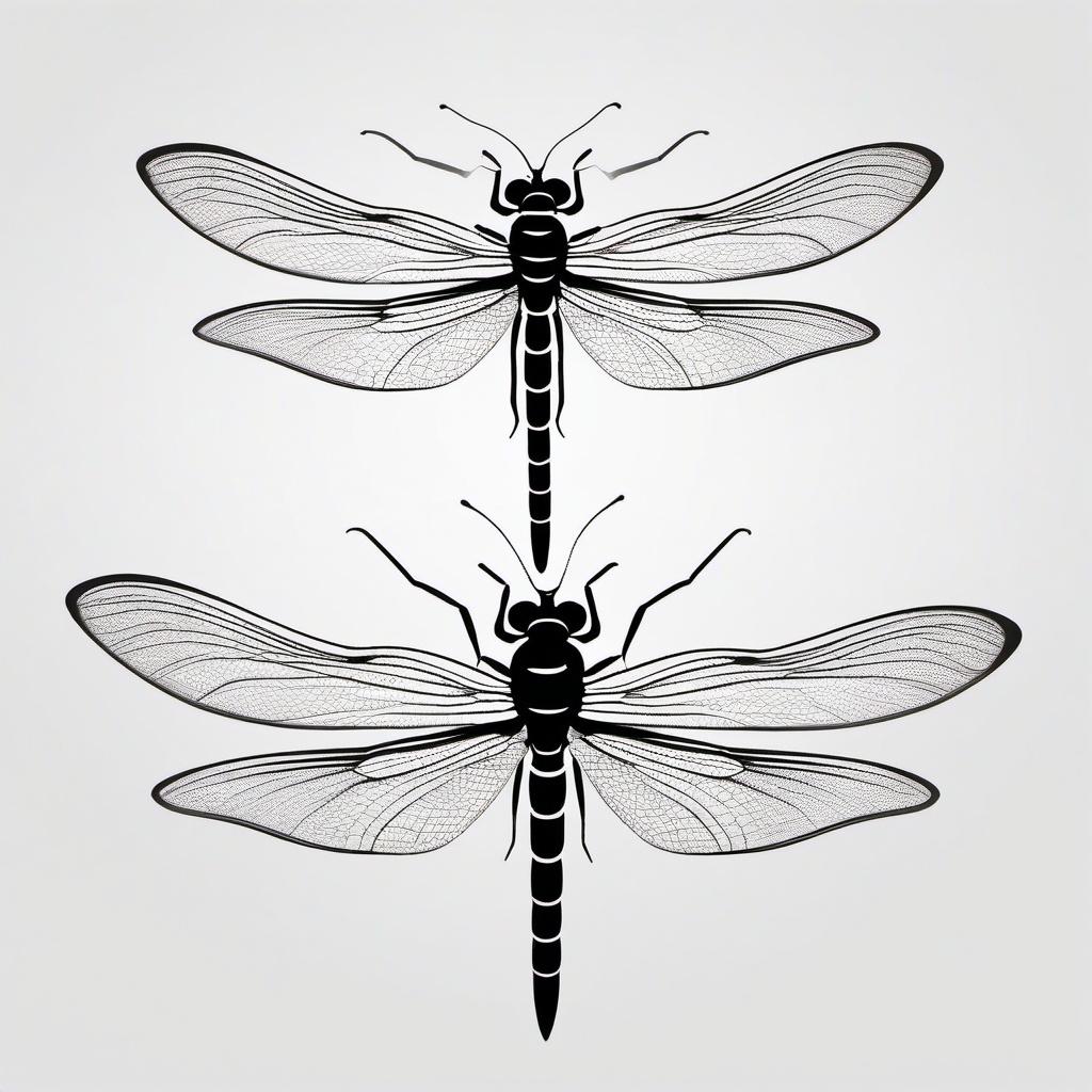 3 Dragonflies Tattoo - Tattoo featuring three dragonflies in the design.  simple color tattoo,minimalist,white background