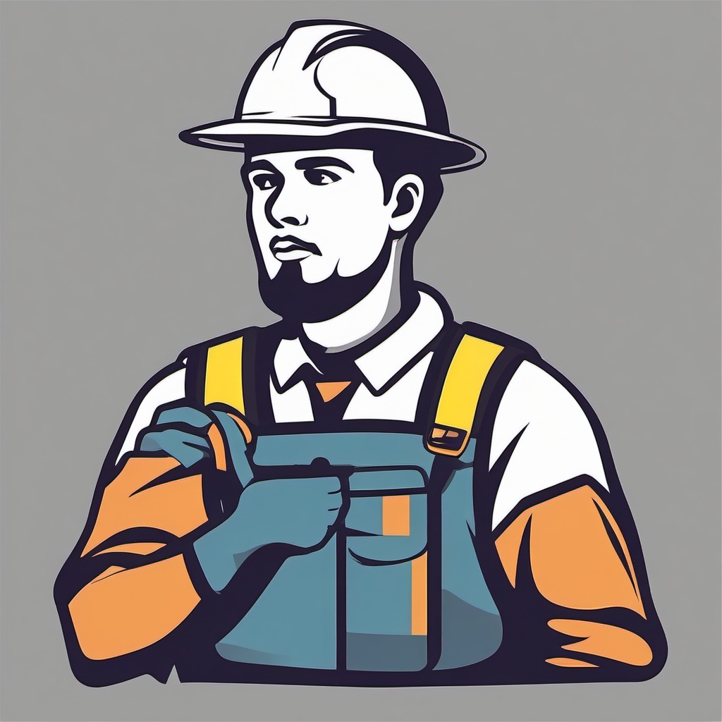 Construction Worker clipart - A skilled worker wearing a hard hat at a construction site., ,vector color clipart,minimal