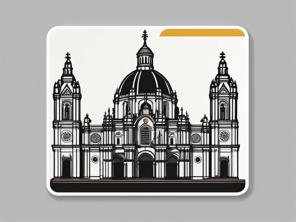 Quito Basilica del Voto Nacional sticker- Neo-Gothic basilica in the capital of Ecuador, , sticker vector art, minimalist design