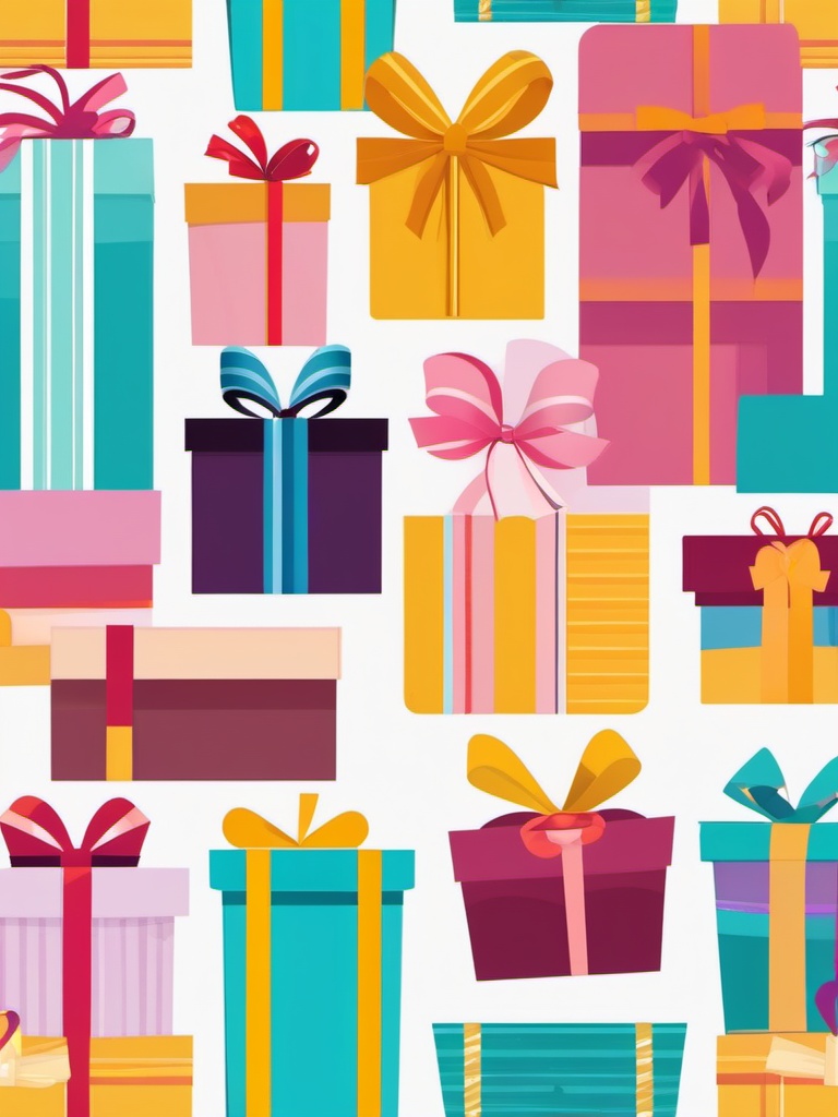 Birthday Presents clipart - Wrapped birthday presents with bows, ,vector color clipart,minimal