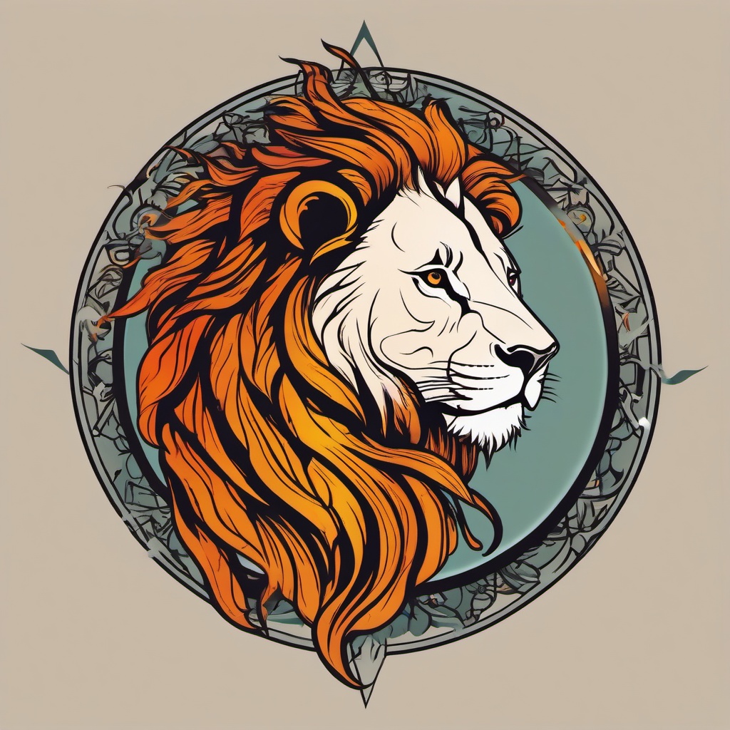 lion zodiac tattoo  simple vector color tattoo