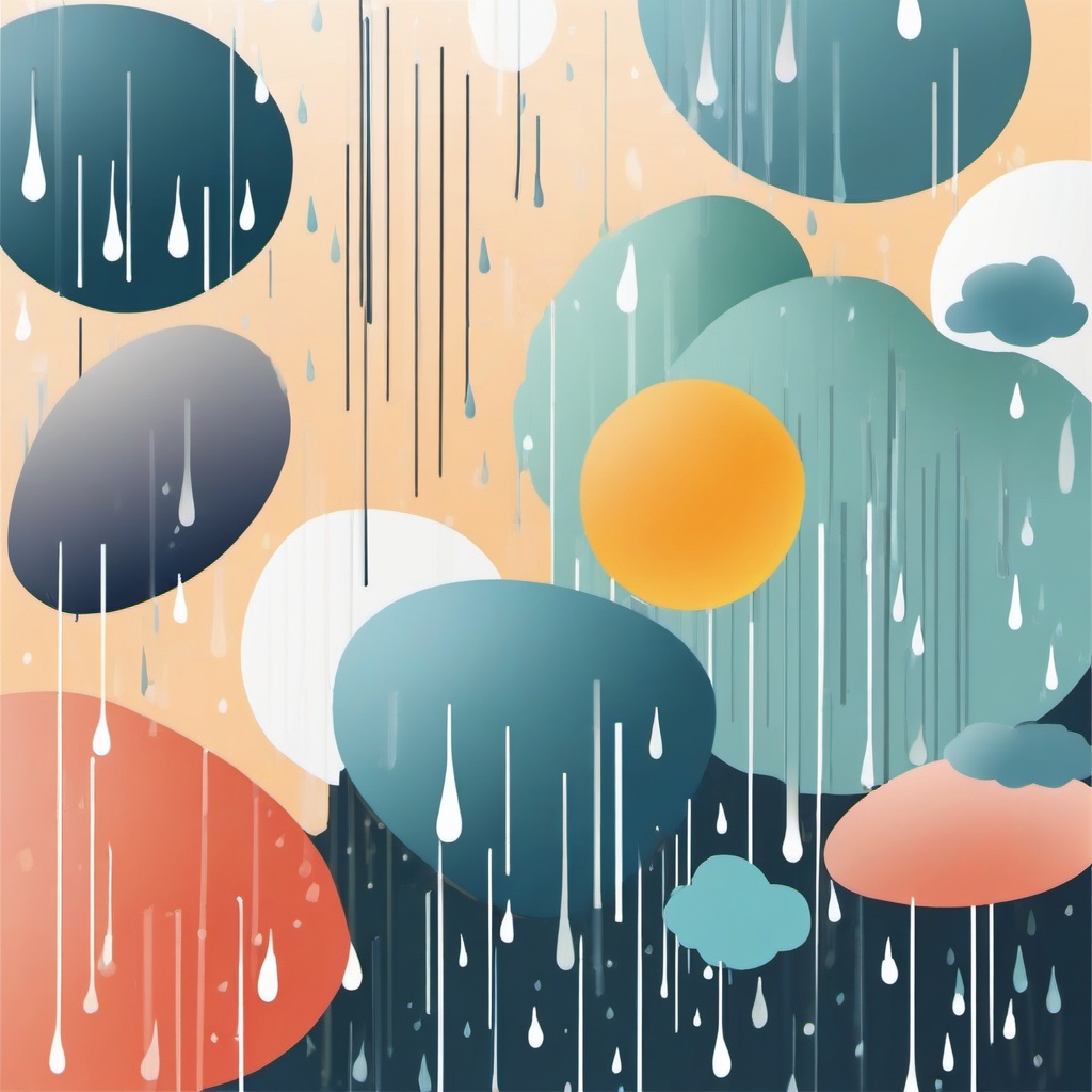 Rain Clipart - Falling raindrops, a soothing sound.  color clipart, minimalist, vector art, 