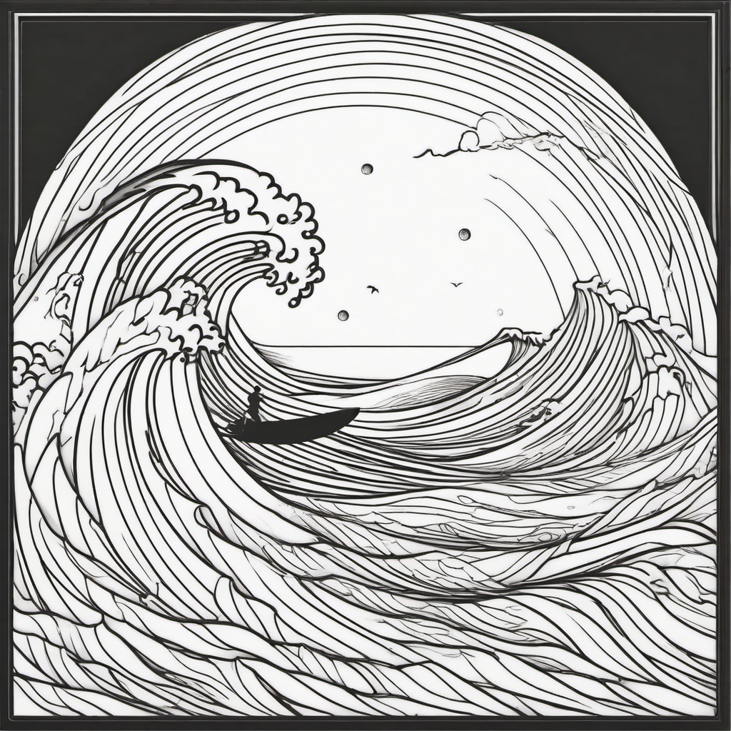 Surfing competition with waves and spectators  simple coloring pages