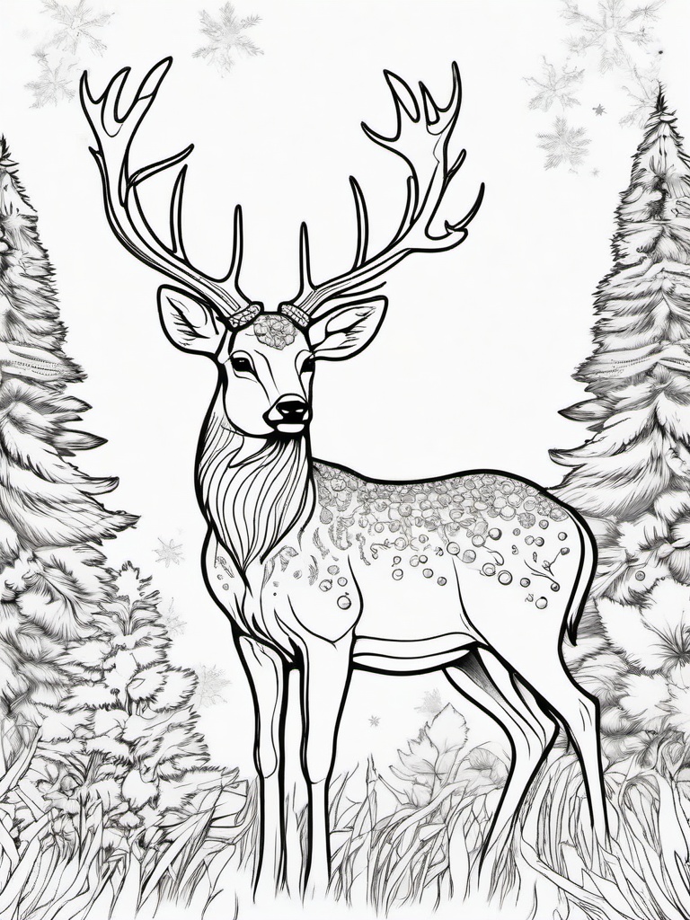 Deer Coloring Pages - Deer surrounded by sparkles and magic  simple coloring pages