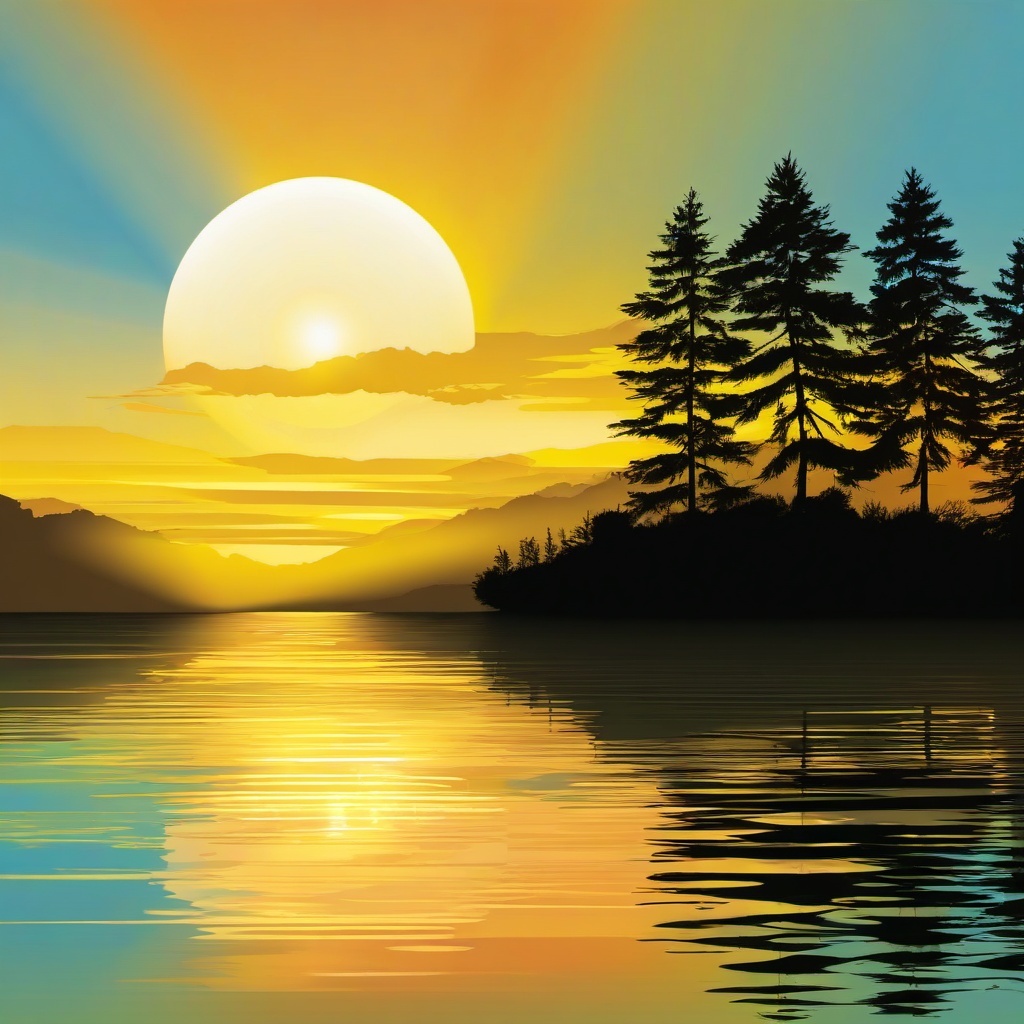 Sunshine clipart - sunshine reflecting on a lake  