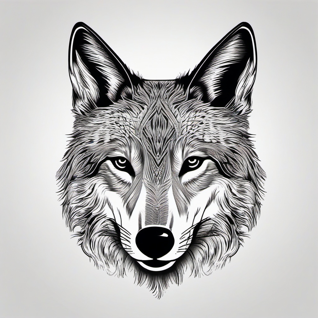 coyote hunting tattoos  simple color tattoo,minimal,white background