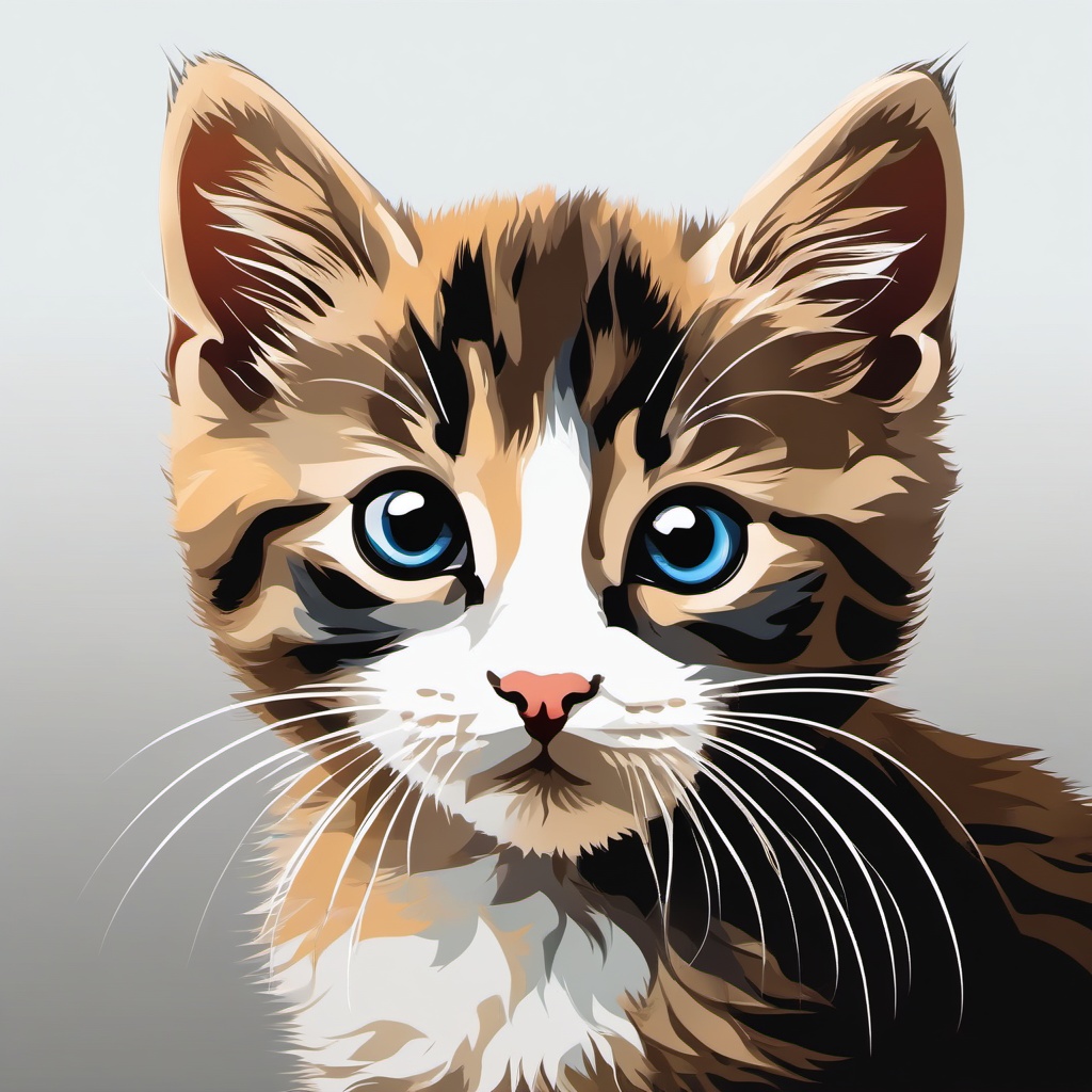 Kitten clipart - Barn kitten with bright eyes, ,vector color clipart,minimal