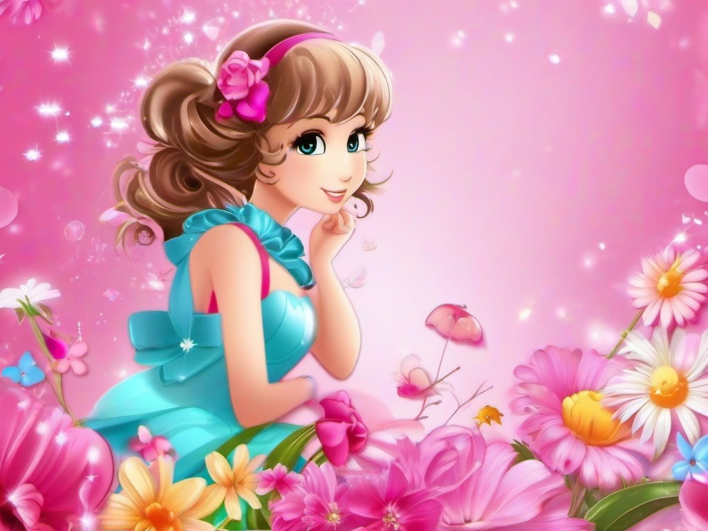 animated girly wallpaper  ,desktop background wallpaper