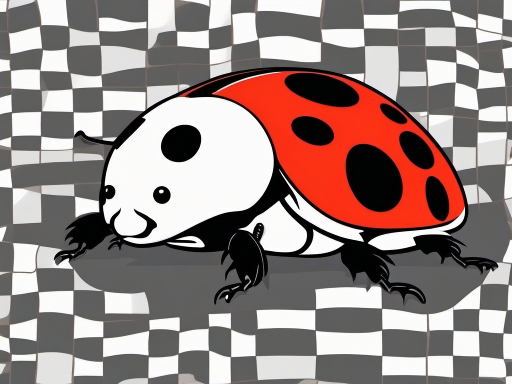 Ladybird clipart - ladybird crawling on a picnic blanket  color,minimalist,vector clipart